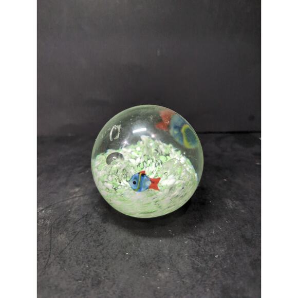 Art Glass Angelfish Paperweight Blue Orange, Controlled Bubbles, Sea Life Decor - Picture 1 of 8